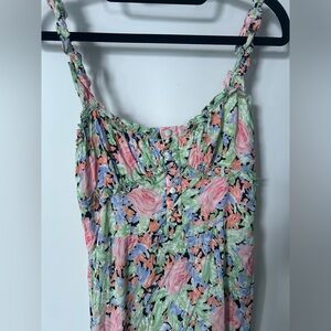 Zara Floral Sleeveless Dress with Button Detail